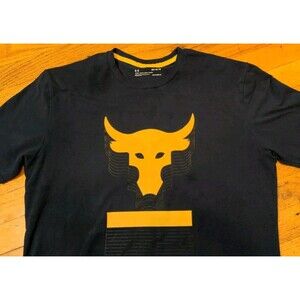 Under Armour Project Rock Above the Bar Mens Heatgear Navy Blue Tee Shirt Medium